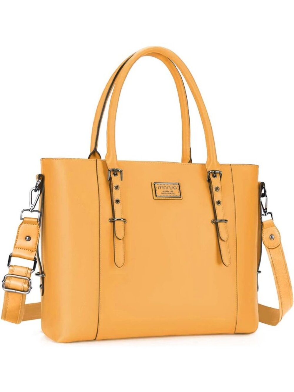 Stylish 17.3" PU Leather Laptop Tote Bag for Women - Versatile Shoulder Bag